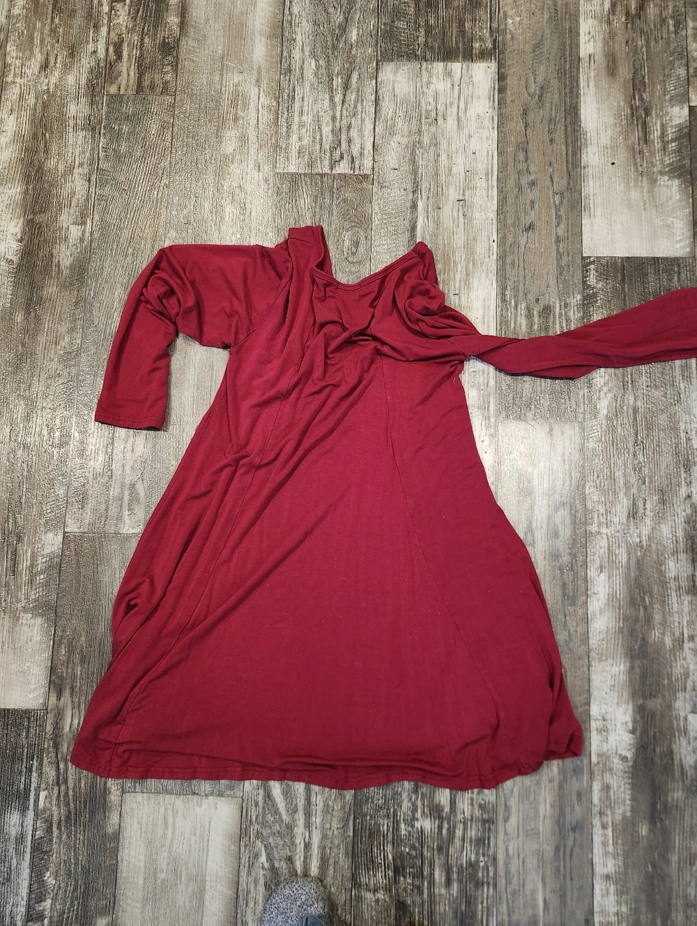 Mexicali Blues Size S/M Red Flowy Swing Dress | Long Sleeve Boho Casual Tunic |